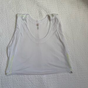 Free People Movement White Ribbed Top With Neon Stitching